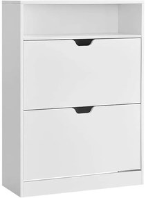 Cipősszekrény 2 billenőajtóval, 3 szintes cipőtartó, 24 x 80 x 102 cm, felhőfehér