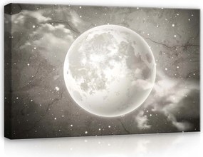Vászonkép 60x40 Hold éjszaka ég kozmosz csillagok felhők nyugalom misztika