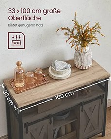 Tálalószekrény, konyhaszekrény, 2 tolóajtóval, barna és fekete