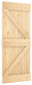 Tömör fenyőfa tolóajtó fémszerelék szettel 80 x 210 cm