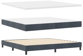 Boxspring Ágy Mattal és LED Világítással Sötét Szürke 200x200 cm Bársony