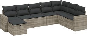 vidaXL 8 részes világosszürke polyrattan kerti ülőgarnitúra párnával