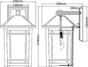 Quoizel Cedar Point QZ-CEDAR-POINT-L-BK Fali lámpa 1x60W/E27 IP44
