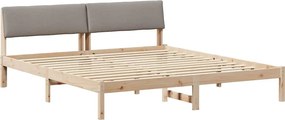 vidaXL Ágykeret fejtámlával Barna és taupe 200 x 200 cm Tömör fenyőfa