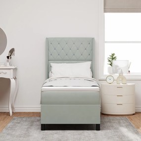 Boxspring Ágy Matrac Nappali Szürke 80x200 cm Bársony