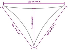 tópszínű háromszögű oxford-szövet napvitorla 3 x 4 x 5 m
