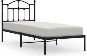 vidaXL fekete fém ágykeret fejtámlával 90 x 190 cm