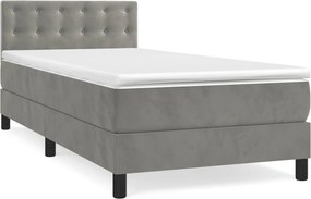vidaXL világosszürke bársony rugós ágy matraccal 100 x 200 cm