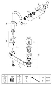 GROHE 23043003 - EUROSTYLE COSMOPOLITAN mosdócsaptelep L méret, króm