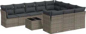 vidaXL 11 részes szürke polyrattan kerti ülőgarnitúra párnákkal
