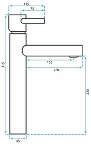 REA-B8803 - TESS mosdócsaptelep 31,5 cm aranyszínű