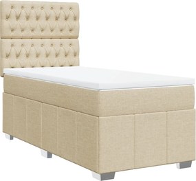 vidaXL krémszínű szövet rugós ágy matraccal 80 x 200 cm