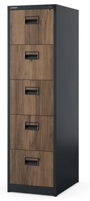 Fém irattartó szekrény, 5 fiókos SARA V5, 460 x 1625.5 x 620 mm, Eco Design: antracit/ dió