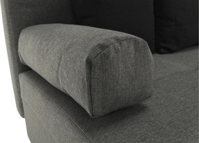 Sarokülőgarnitúra, J allású, ágyfunkcióval, szövet szürke/ párnák fekete, MEXX