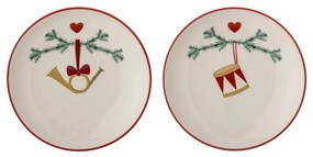 Krémszínű agyagkerámia desszertes tányér készlet karácsonyi mintával, 2 db-os, ø 16 cm Yule – Bloomingville