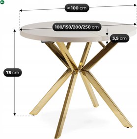Étkezőasztal LUKAS bővíthető 100–250 cm kasmír arany