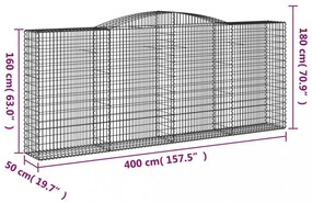 íves horganyzott vas gabion kosár 400x50x160/180 cm