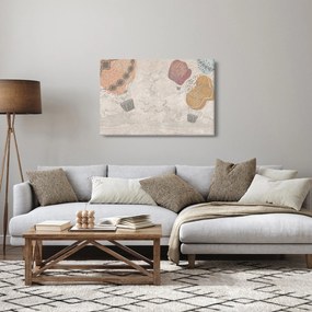 Kép - léggömbök a város felett , meleg tónusok (90x60 cm)