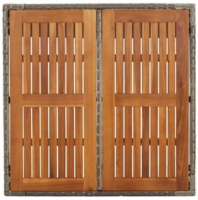 szürke polyrattan falapos kerti asztal 90 x 90 x 75 cm