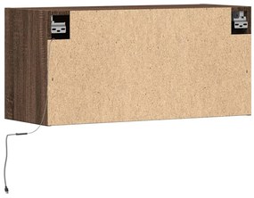 barna tölgyszínű fali TV-szekrény LED-del 80x31x35 cm