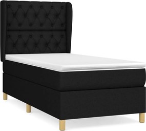 vidaXL fekete szövet rugós ágy matraccal 80 x 200 cm