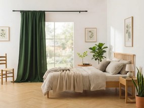 Függöny OXFORD LIGHT 140x250 cm, sötétzöld Felfüggesztés: Fém gyűrűk