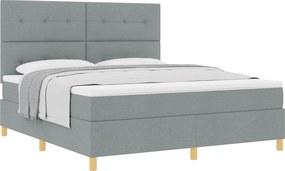 vidaXL Boxrugós ágy matracmal Világosszürke 180 x 200 cm szövet