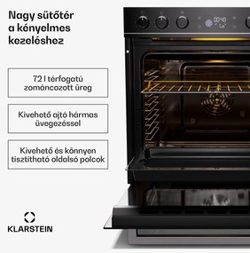 Klarstein ControlSync sütő és indukciós főzőlap szett, 9 funkció, 4 főzőzóna, 72 l űrtartalom