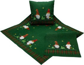 Hímzett karácsonyi terítő Santa Claus zöld TiaHome - 40x85 cm