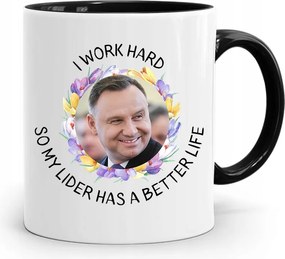 Andrzej Duda Elnök Fekete Bögre Ajándék fényképes nyomtatással