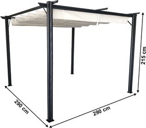 Pergola csúsztatható tetővel, alumínium, PEPY BASIC