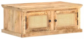 vidaXL tömör mangófa és természetes nád dohányzóasztal 90 x 50 x 35 cm