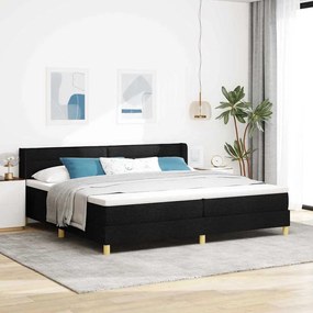 Boxrugós ágy Fekete és fehér és fekete 200 x 200 cm Hab