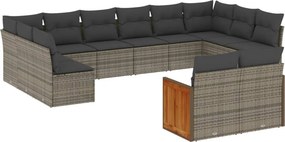 vidaXL 12 részes szürke polyrattan kerti ülőgarnitúra párnákkal