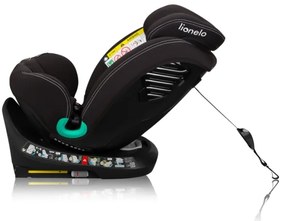 Lionelo autós gyerekülés alappal, forgatható BASTIAAN ONE i-Size 40-150 cm Fekete Carbon