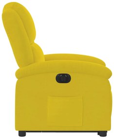 elektromos felállást segítő sárga bársony dönthető fotel