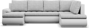 Tokio U sarokkanapé, 3 ágyneműtartóval, fonott + műbőr, jobboldali, szürke - fehér