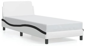 fehér és fekete műbőr ágykeret Dover 90 x 200 cm