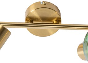 Art Deco spotlámpa arany zöld üveggel 2-lámpás - Vidro