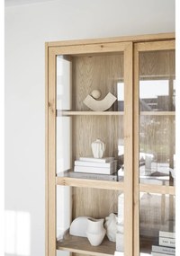 Natúr színű tálalószekrény tolóajtóval, tölgyfa dekorral 100x203 cm Hazelton – Rowico