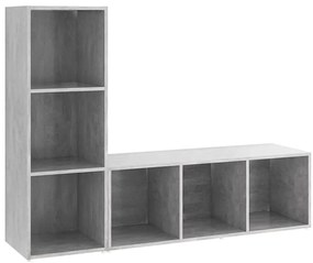 2 db betonszürke szerelt fa TV-szekrény 107 x 35 x 37 cm