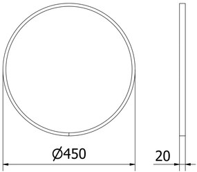 Mexen Loft, kerek fürdőszobai tükör 45 cm, keret színe fekete matt, 9850-045-045-000-70