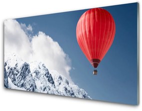 Üvegkép Balloon Peaks téli hegység 120x60cm 2 fogas