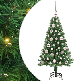 vidaXL Mű karácsonyfa 150 LED-del Zöld 120 cm PVC és Acél és Műanyag