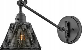 Olvasó fali lámpa fekete, rattan lámpabúrával, állítható Hinkley