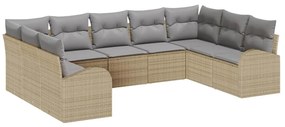 vidaXL Kanapé Szett párnával 9 pcs Bézs Poly Rattan
