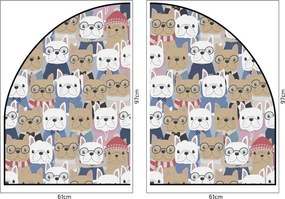PIPPER. Védő textil falmatrica – Ív – Bulldogok Méret: 83x60cm, Indíték: névvel