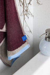 Borvörös-szürkésbézs frottír bio pamut törölköző szett 2 db-os 40x55 cm Nova Arte – Mette Ditmer Denmark