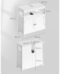 Mosogató alatti szekrény 60 x 30 x 60 cm, fehér