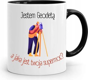 Fekete Bögre Földmérőnek Földmérő Vagyok Ajándék fényképes nyomtatással